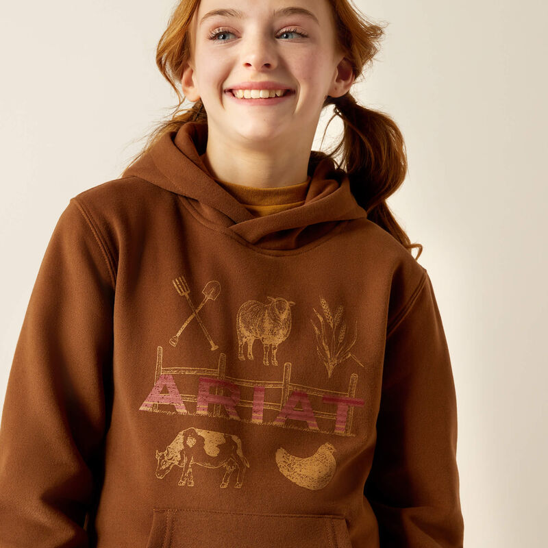 Ariat Girl's Ranch Collections Hoodie in Soft Silt