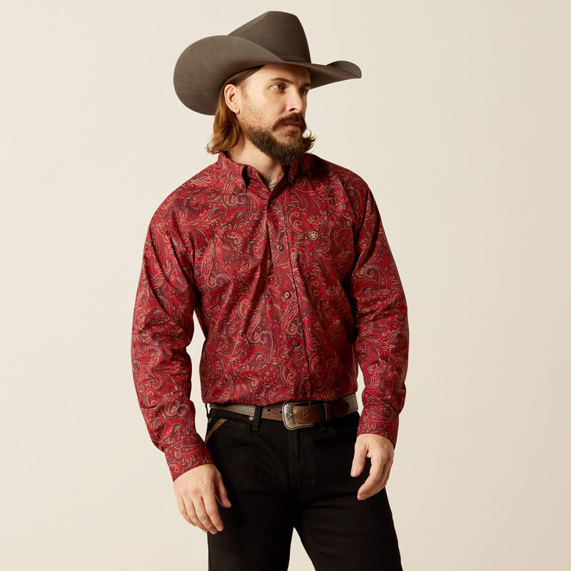 Ariat Men's Jaydon L/S Classic Fit Western Button Down Shirt in Red Paisley