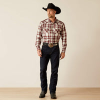 Ariat Men's Pro Series Walt L/S Classic Fit Western Snap Shirt in Red Grey Plaid