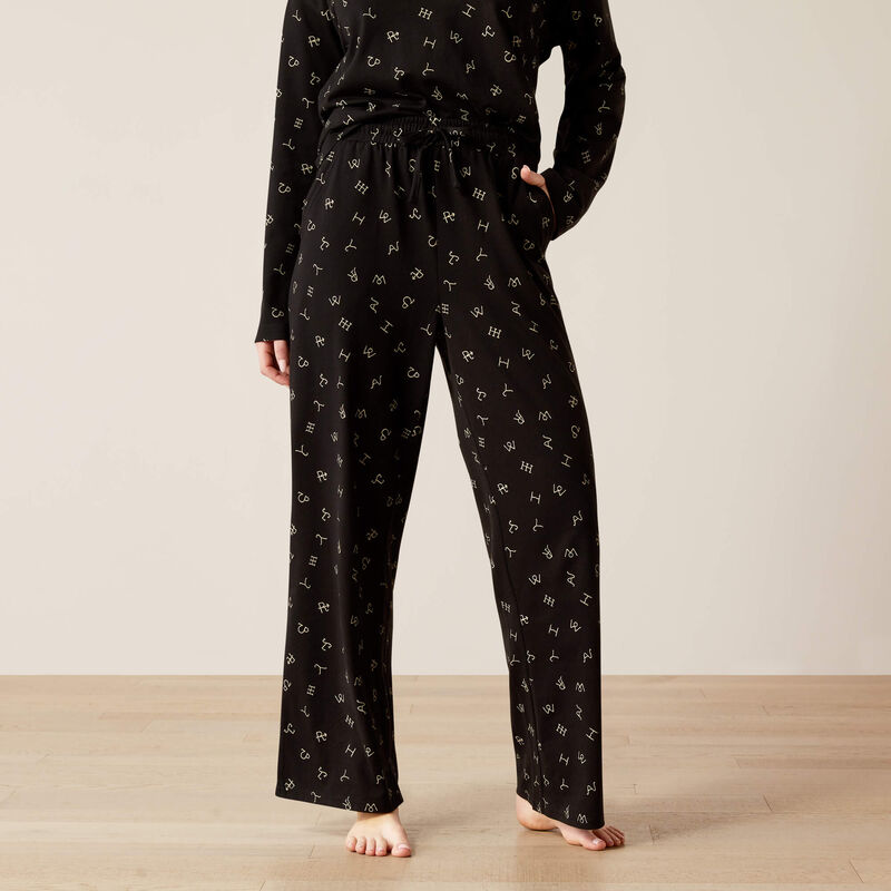 Ariat Women's Dreams Pajama Set in Black Cattle Brand Print