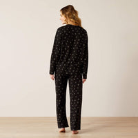 Ariat Women's Dreams Pajama Set in Black Cattle Brand Print