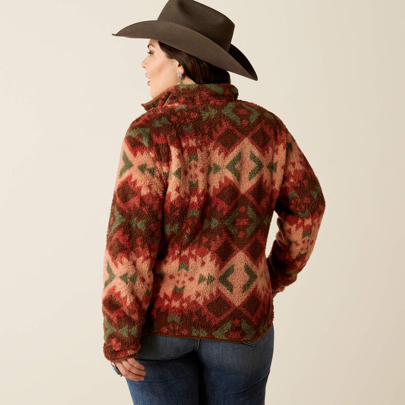 Ariat Women's Berber 1/2 Snap Fleece Pullover in Plansview Southwest (Available in Plus Sizes)