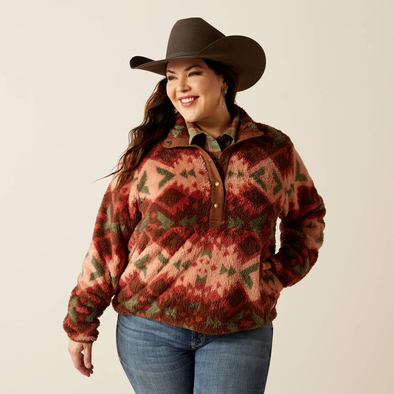 Ariat Women's Berber 1/2 Snap Fleece Pullover in Plansview Southwest (Available in Plus Sizes)