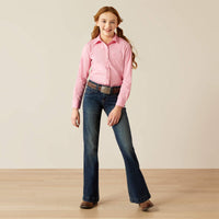 Ariat Girl's Team Kirby Western Button Down Shirt in Prism Pink