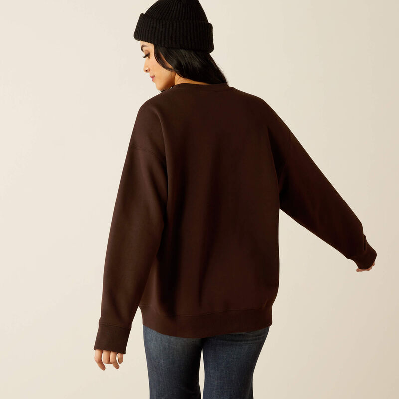 Ariat Women's Taurus Oversized Crew Sweatshirt in Mole Brown (Available in Plus Sizes)