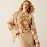 Ariat Women’s Sunset Chic Sweater Poncho in Southwest Oatmeal & Tannin