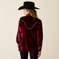 Ariat Women's Casa Rosa L/S Western Snap Shirt in Burgundy Velvet