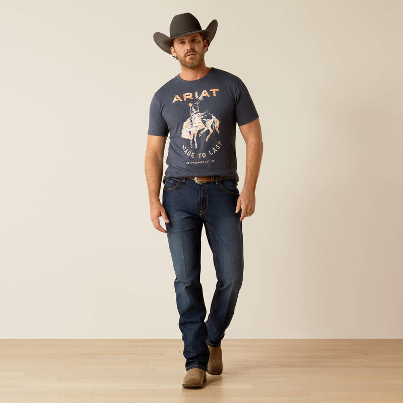 Ariat Men's Made To Last Bronco Graphic T-Shirt in Navy Heather