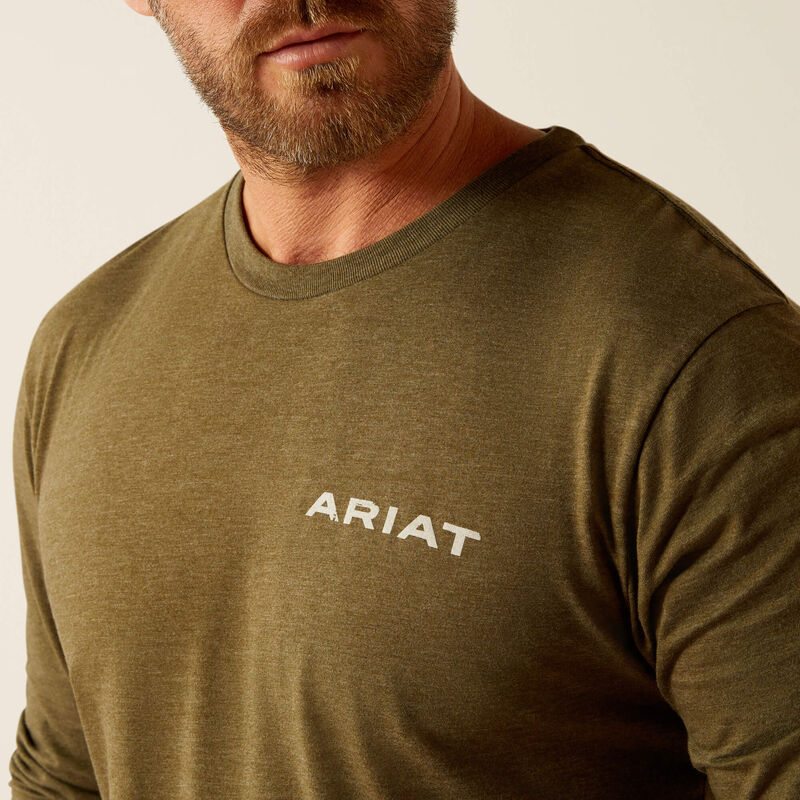 Ariat Men's Boarded LOTF Hex Graphic L/S T-Shirt in Military Heather