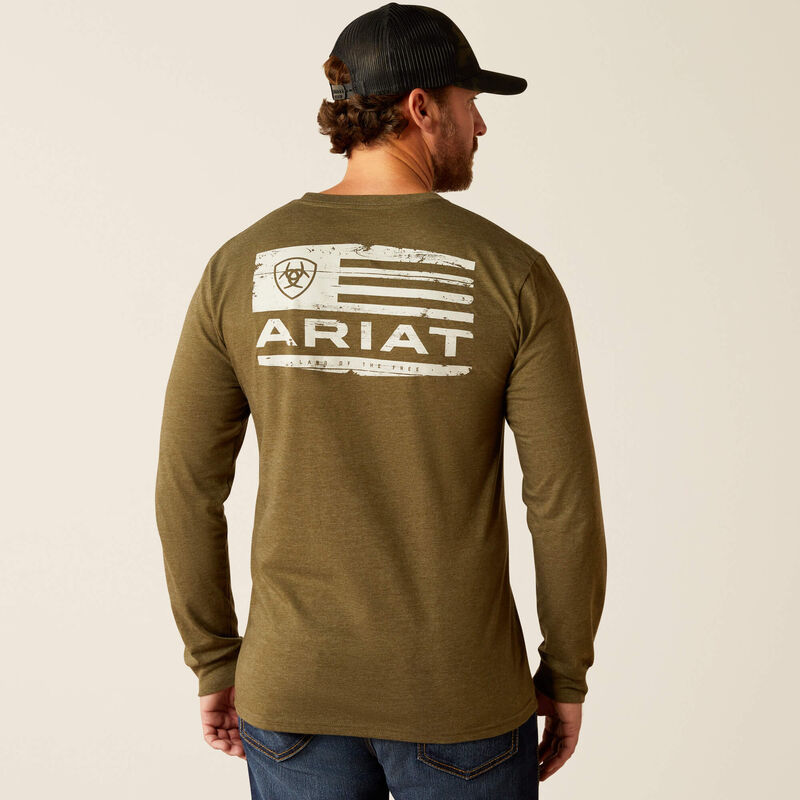 Ariat Men's Boarded LOTF Hex Graphic L/S T-Shirt in Military Heather