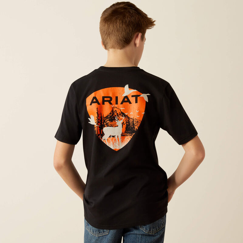 Ariat Boy's Outdoor Game Graphic Logo T-Shirt in Black