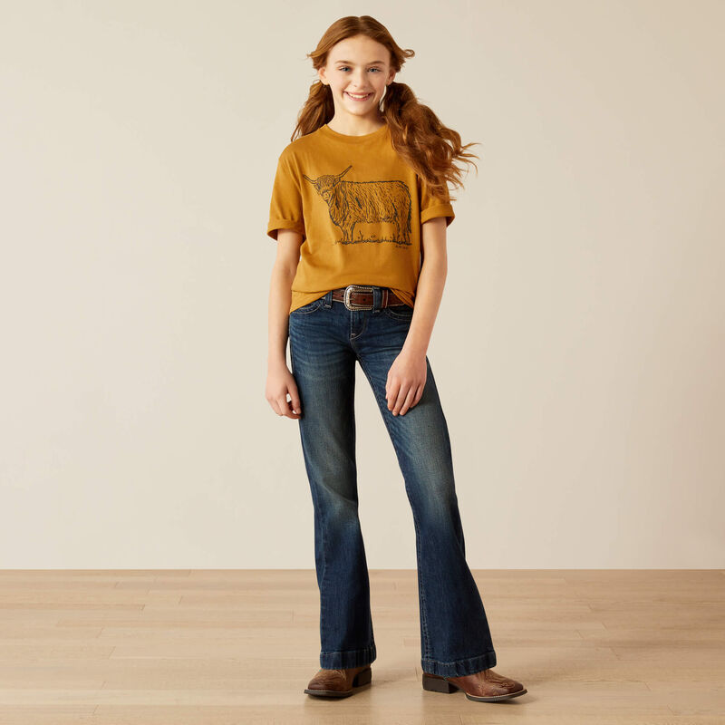 Ariat Girl's Highlander Graphic T-shirt in Harvest Gold