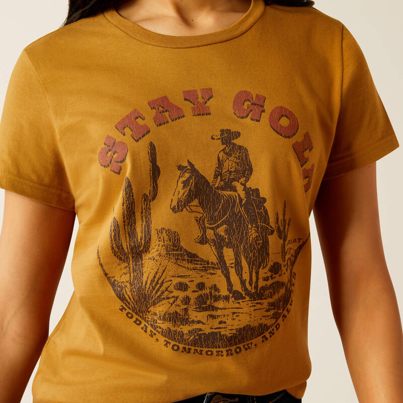 Ariat Women's Stay Gold Graphic T-Shirt in Harvest Gold (Available in Plus Sizes)