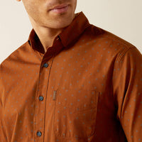 Ariat Men's Mickey L/S Modern Fit Western Button Down Shirt in Brown Aztec Diamond