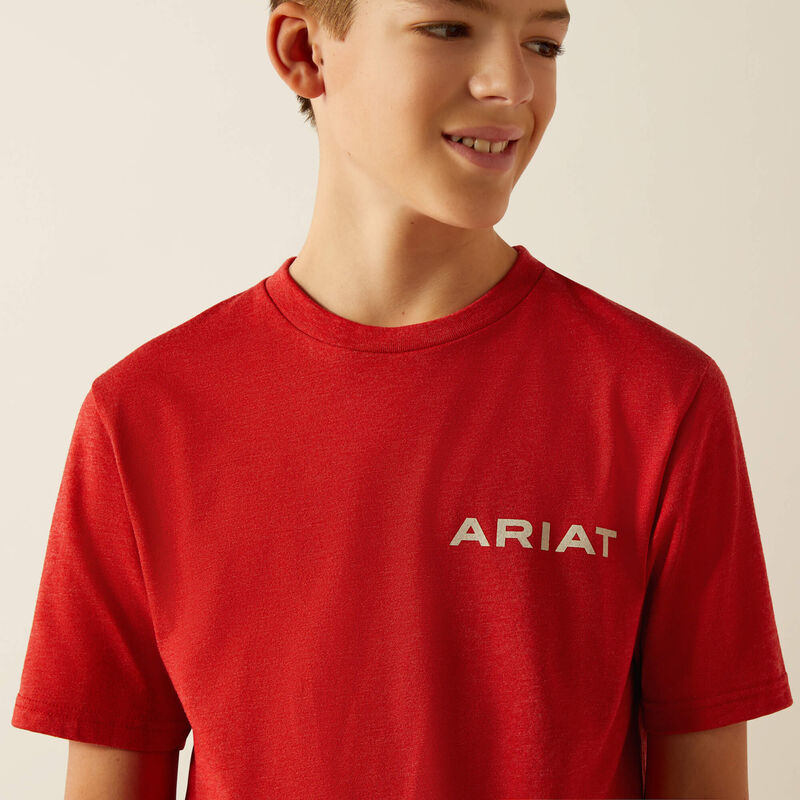 Ariat Boy's Original Flag Scope Graphic Logo T-Shirt in Red Heather