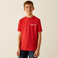 Ariat Boy's Original Flag Scope Graphic Logo T-Shirt in Red Heather