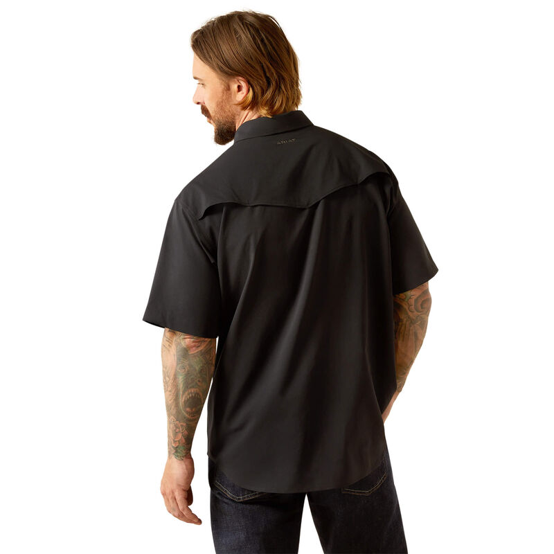 Ariat Men's S/S VentTEK Classic Fit Western Snap Shirt in Black