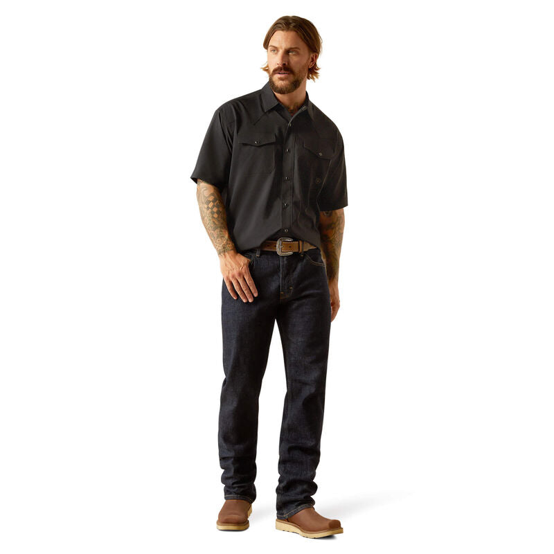 Ariat Men's S/S VentTEK Classic Fit Western Snap Shirt in Black