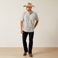 Ariat Men's S/S VentTEK Classic Fit Western Snap Shirt in Moonbeam