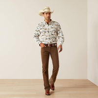 Ariat Men's L/S Gunder Classic Fit Western Button Down Shirt in Off White Western