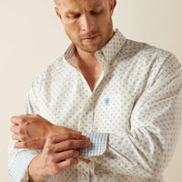 Ariat Men's Wrinkle Free L/S Classic Fit Adrian Western Button Down Shirt in White Floral