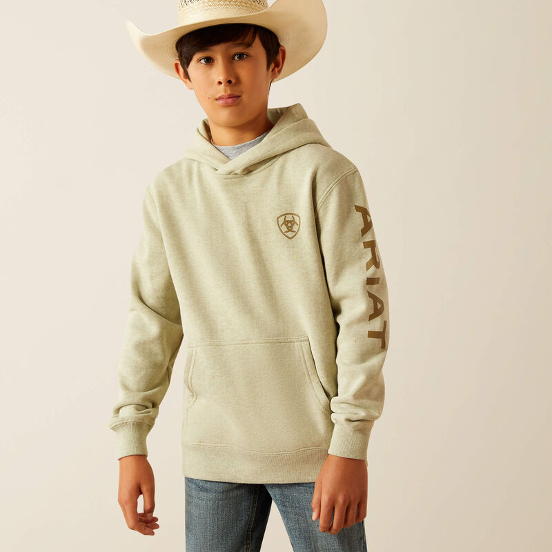 Ariat Youth Boy's Logo Hoodie in Sage Heather