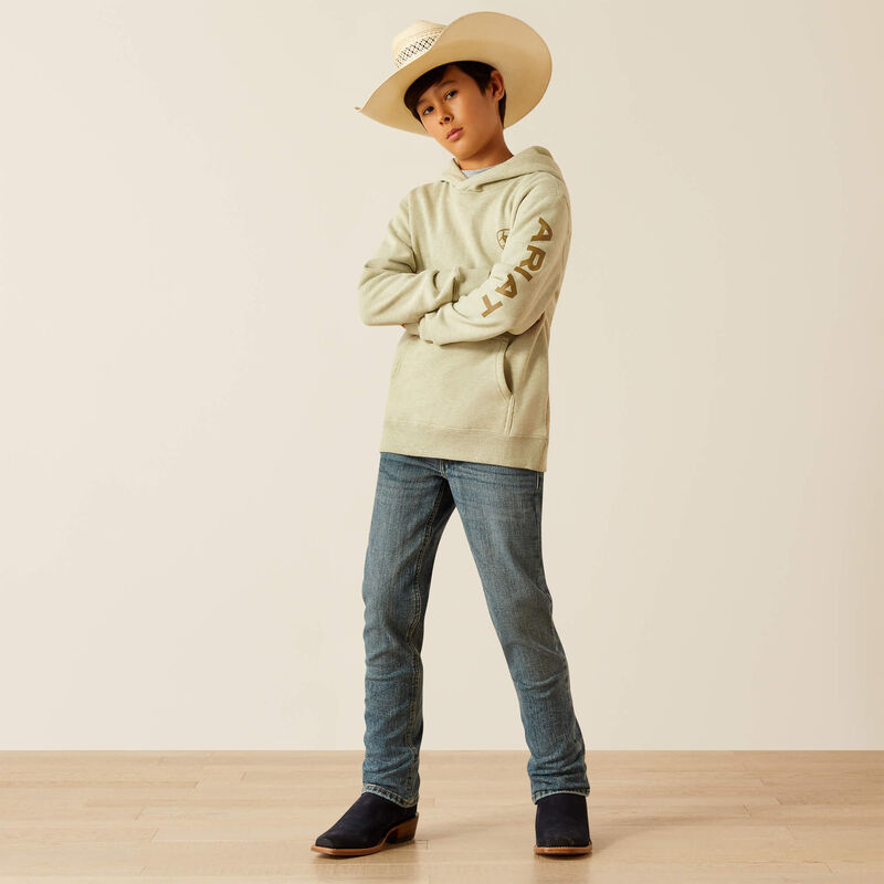 Ariat Youth Boy's Logo Hoodie in Sage Heather