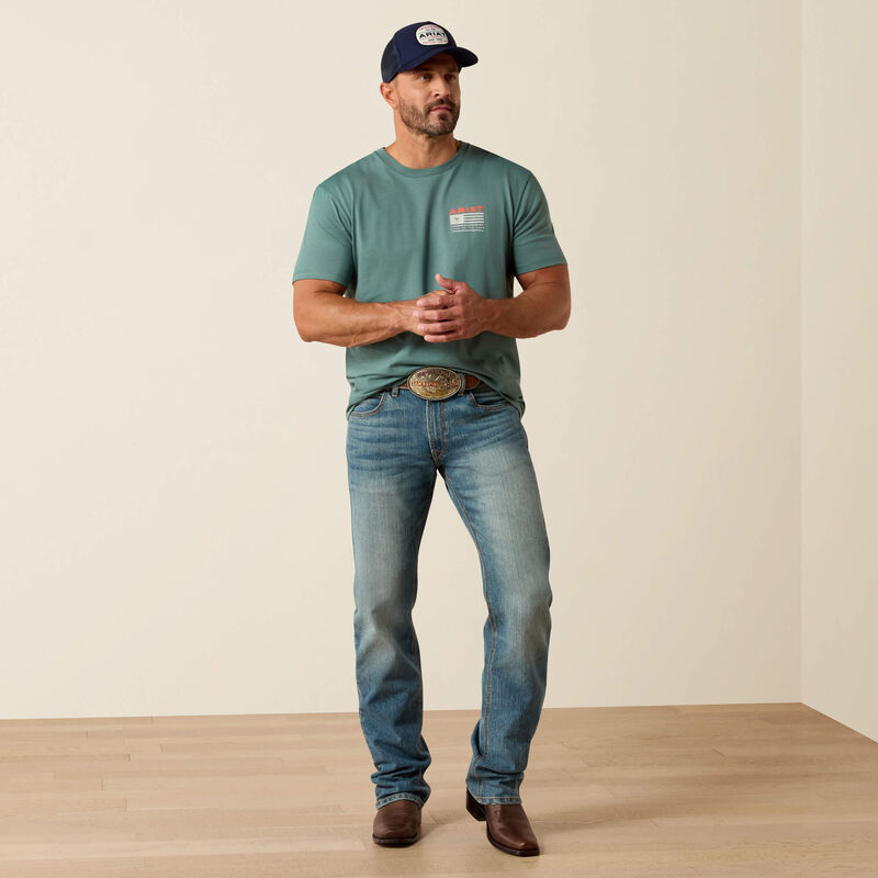 Ariat Men's Hidden Valley Flag Classic Fit T-Shirt in Silver Pine