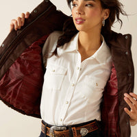 Ariat Women's Swirls Faux Leather Vest in Mole
