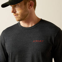 Ariat Men's L/S Stamped Freedom Classic Fit Graphic Tee in Charcoal Heather