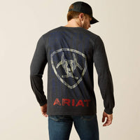Ariat Men's L/S Stamped Freedom Classic Fit Graphic Tee in Charcoal Heather