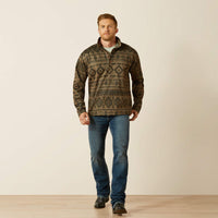 Ariat Tek Men's Caldwell 1/4 Button Pullover Sweater in Light Brown Southwest