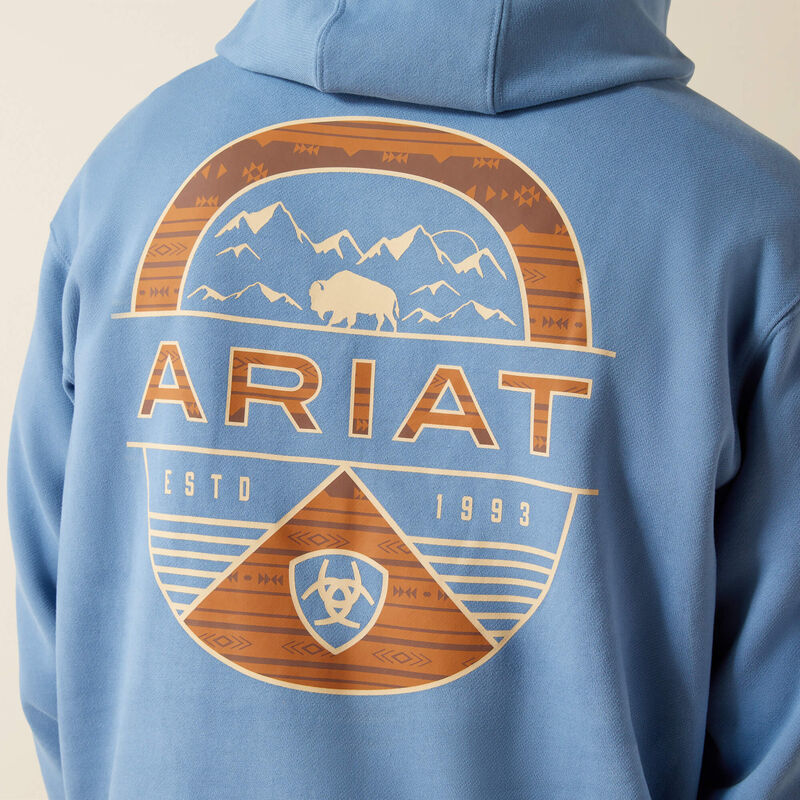 Ariat Men's Sun Valley Circle Hoodie in Cornet Blue