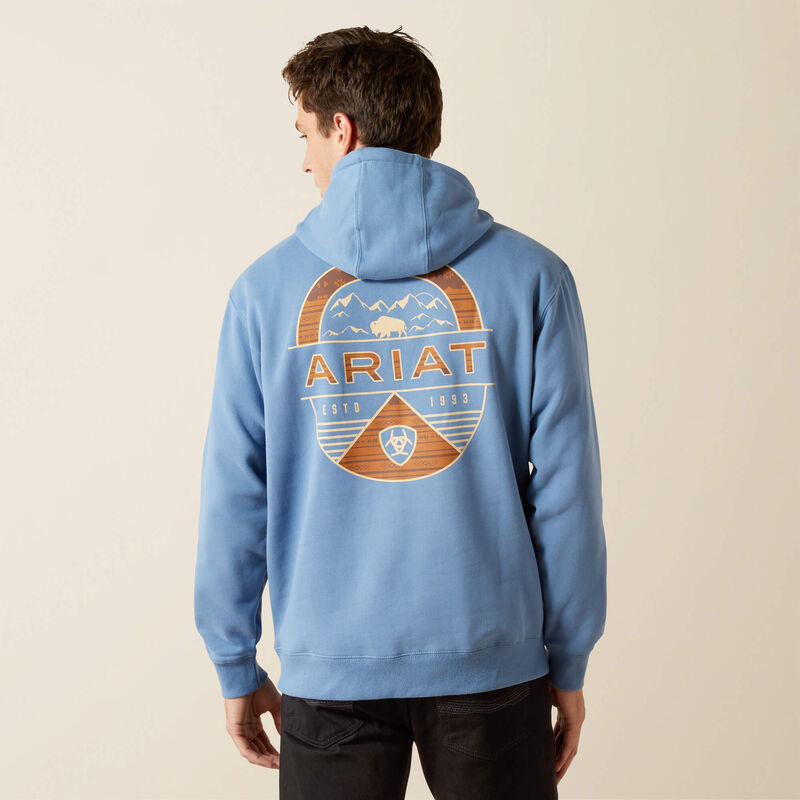 Ariat Men's Sun Valley Circle Hoodie in Cornet Blue