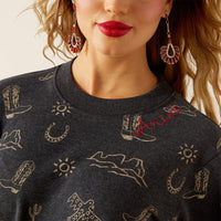 Ariat Women's Essential Crew Neck Sweatshirt in Black Heather