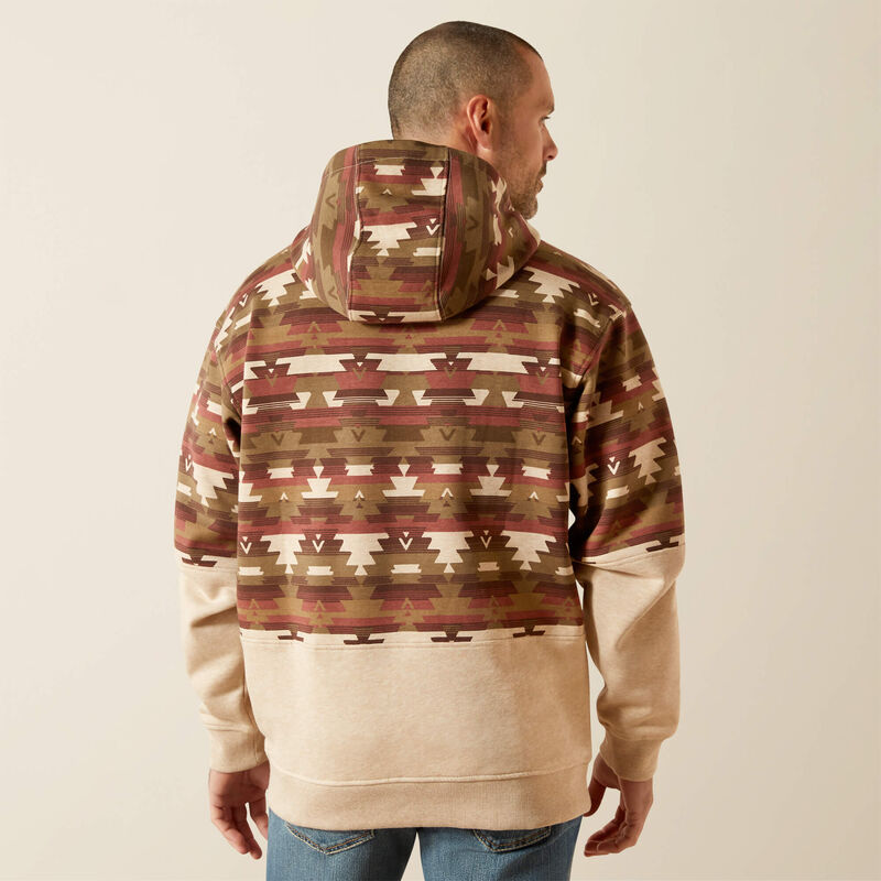 Ariat Men's Color Block Hoodie in Oatmeal Southwest