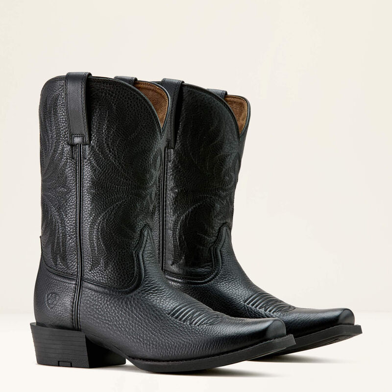 Ariat Men's Sport Narrow Cutter Toe Boot in Black Deertan