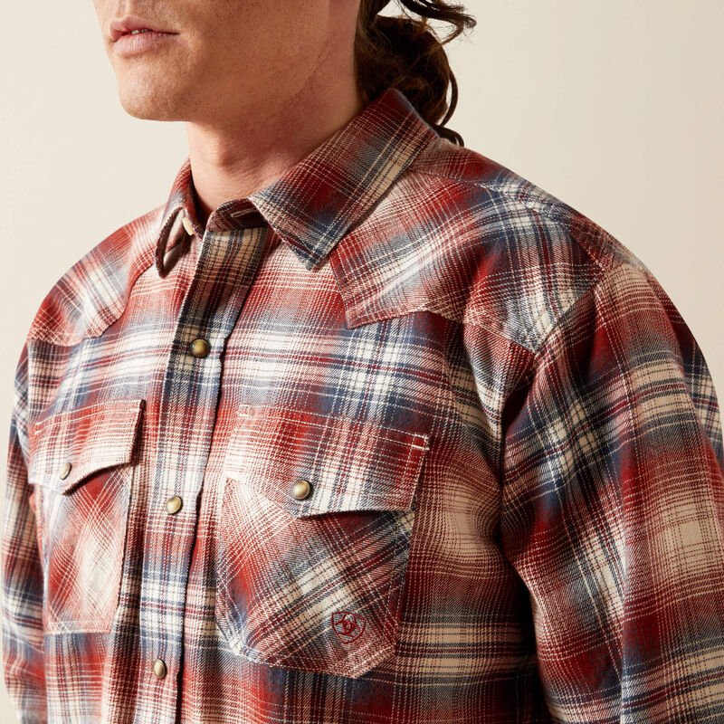 Ariat Men's L/S Harper Retro Fit Plaid Western Snap Shirt in Rust