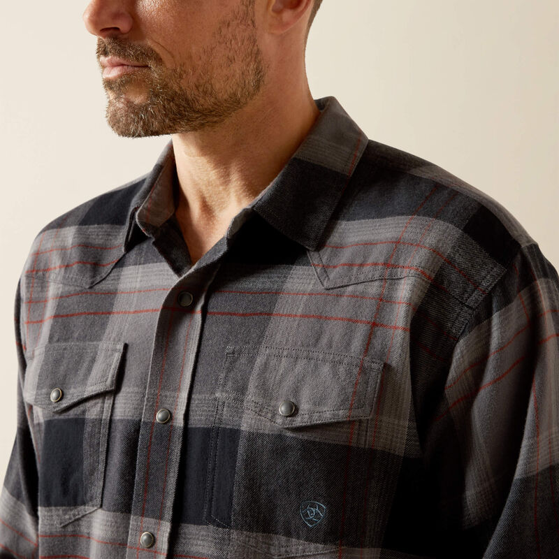 Ariat Men's L/S Hernandez Retro Fit Western Snap Shirt in Dark Grey (Available in Regular & Tall Sizes)