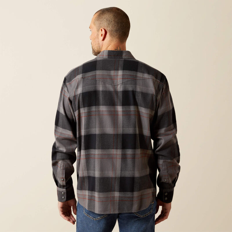 Ariat Men's L/S Hernandez Retro Fit Western Snap Shirt in Dark Grey (Available in Regular & Tall Sizes)