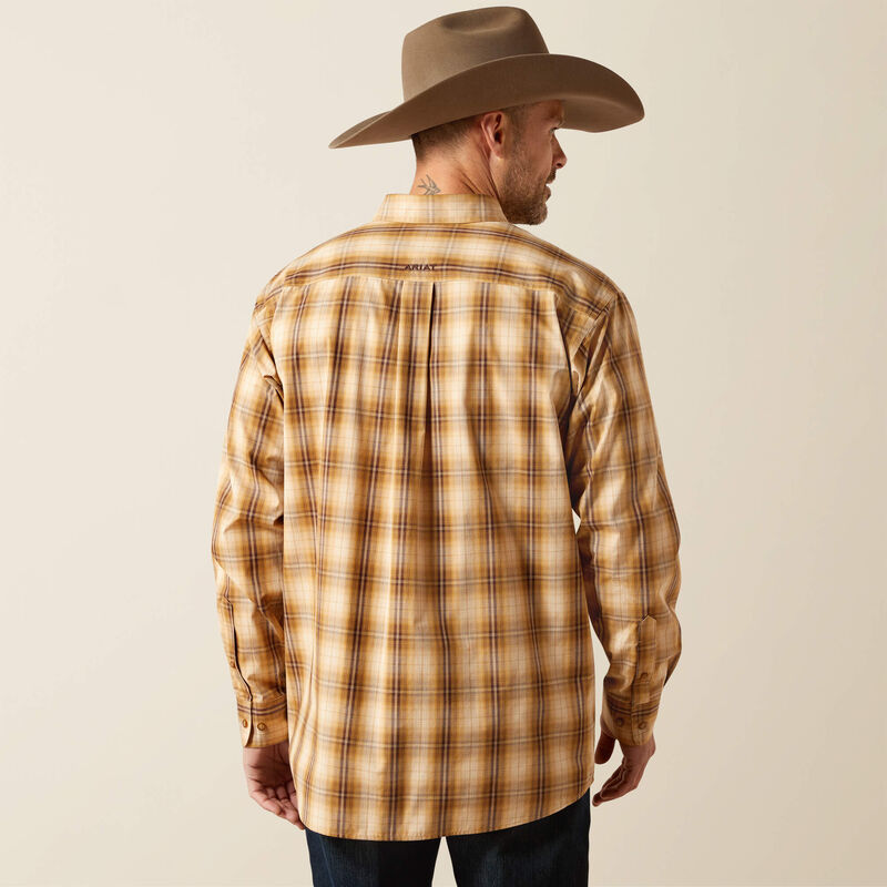 Ariat Men's L/S Pro Series Tiger Classic Fit Western Button Up Shirt in Mustard Plaid (Available in Regular & Tall Sizes)
