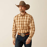 Ariat Men's L/S Pro Series Tiger Classic Fit Western Button Up Shirt in Mustard Plaid (Available in Regular & Tall Sizes)