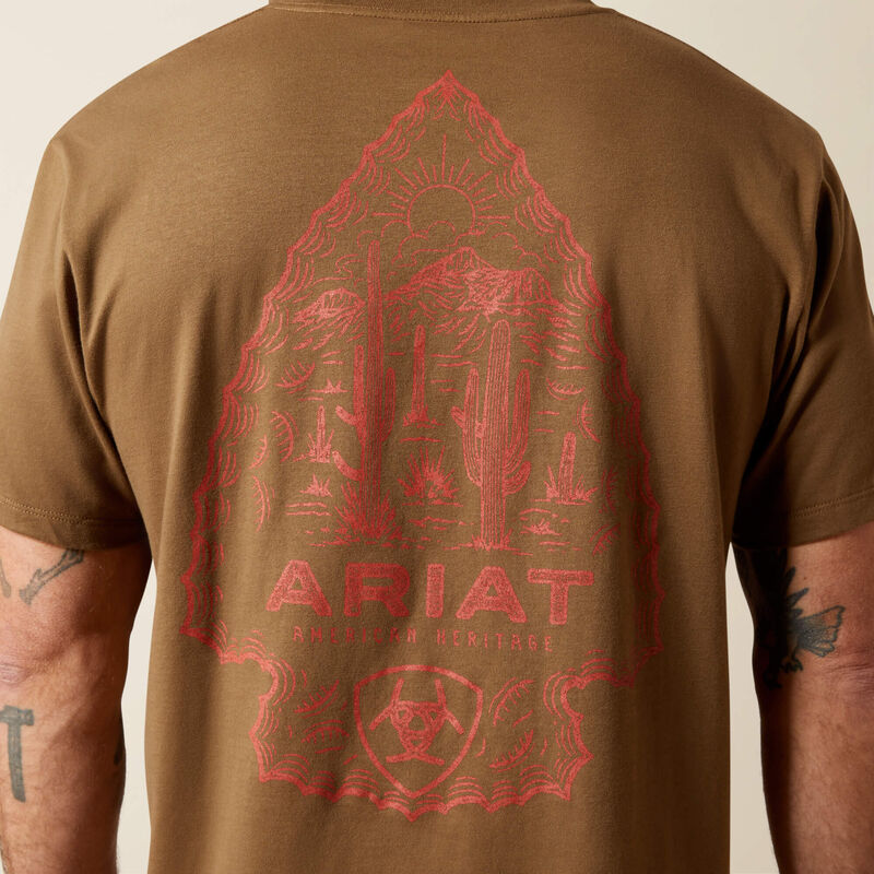 Ariat Men's Stone Arrowhead T-Shirt in Teak