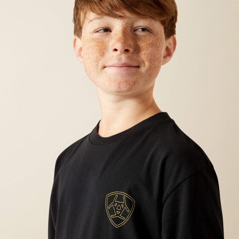 Ariat Boy's L/S Easy Rider Graphic Logo T-Shirt in Black