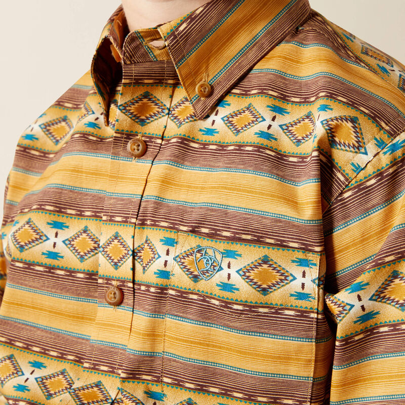 Ariat Boy's L/S Teddi Classic Fit Western Button Down Shirt in Tan
