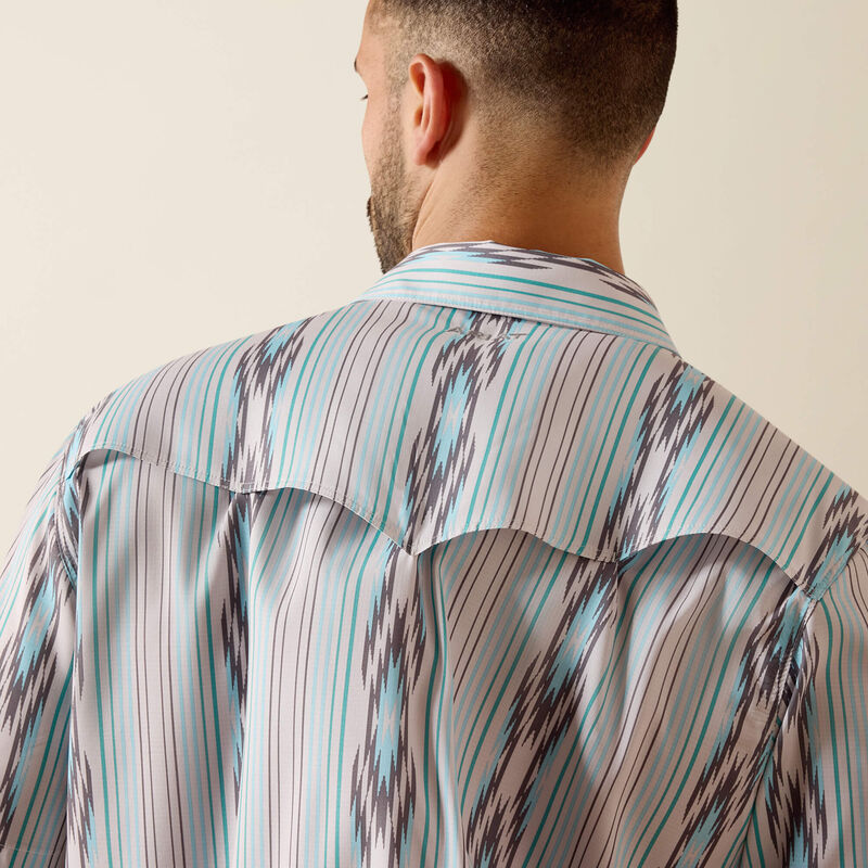 Ariat Men's S/S Printed VentTEK Western Yoke Classic Fit Snap Shirt in Moonbeam