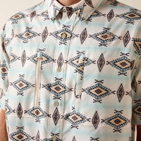 Ariat Men's S/S Printed VentTEK Classic Fit Button Down Shirt in Off White Aztec