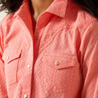 Ariat Girl's L/S Amanda Western Snap Shirt in Shell Pink