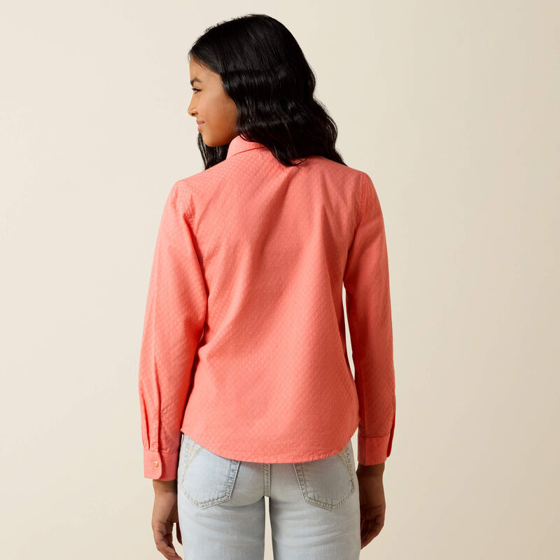Ariat Girl's L/S Amanda Western Snap Shirt in Shell Pink