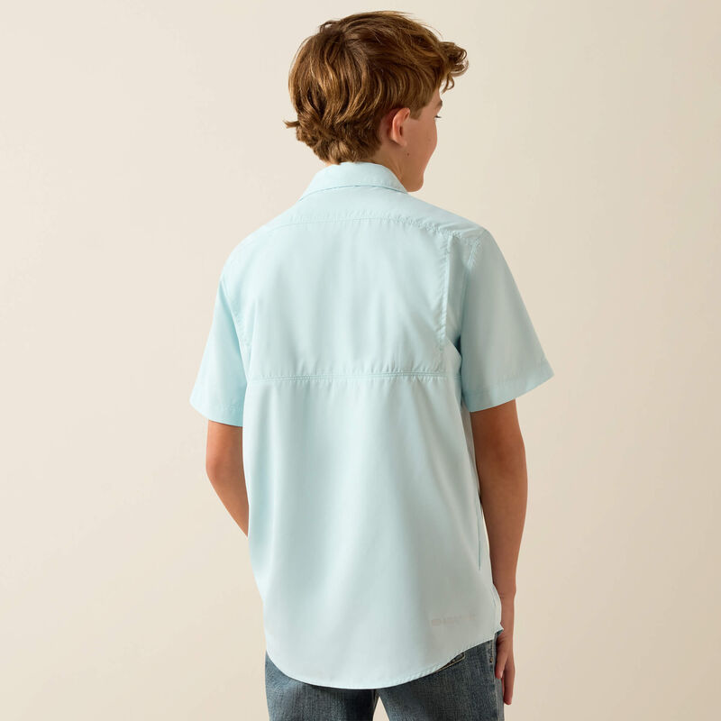 Ariat Boy's S/S VentTEK Outbound Classic Fit Button Down Shirt in Blue Glow